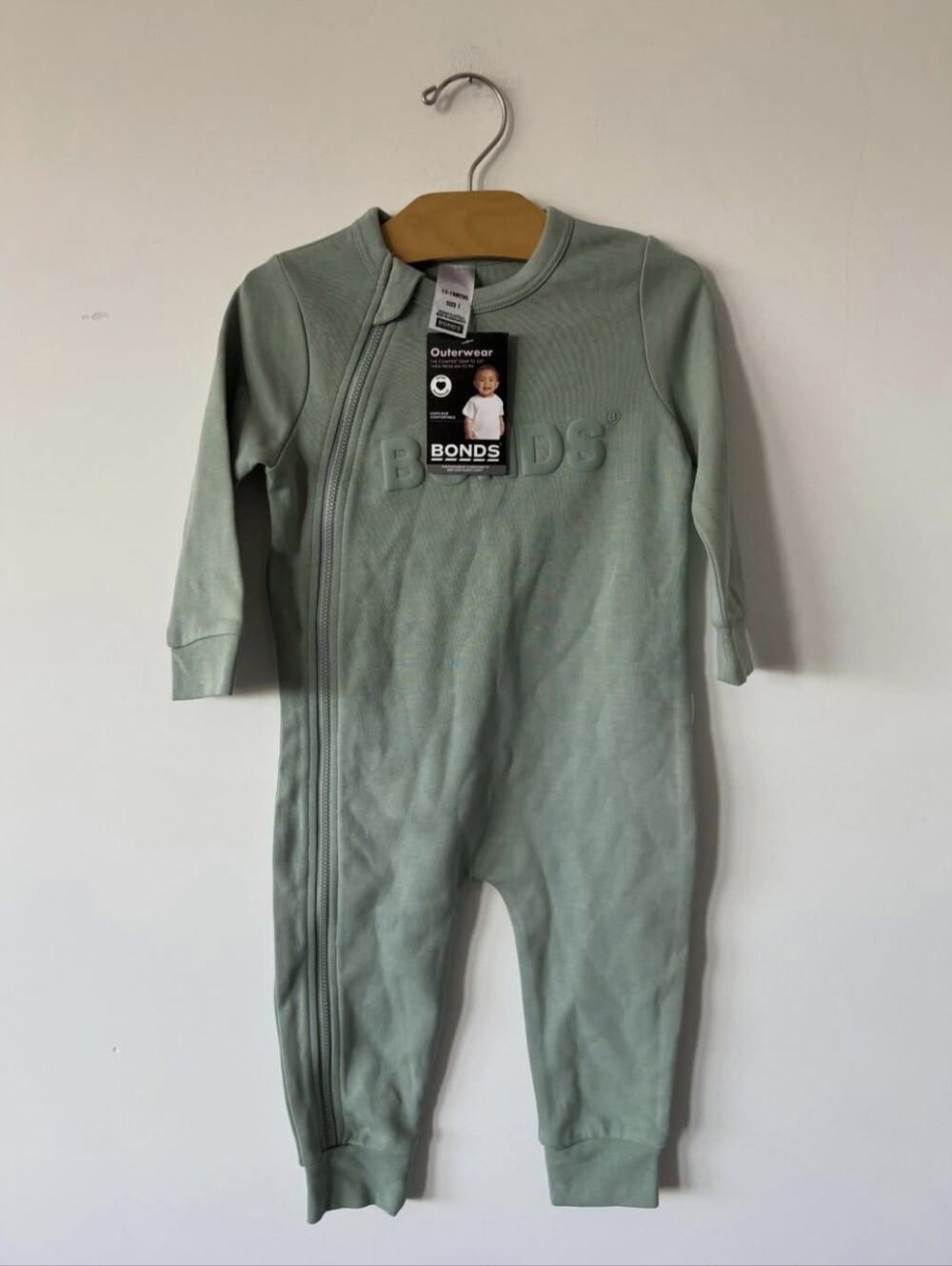 Bonds Mint Green Zip-Front Baby One-Piece